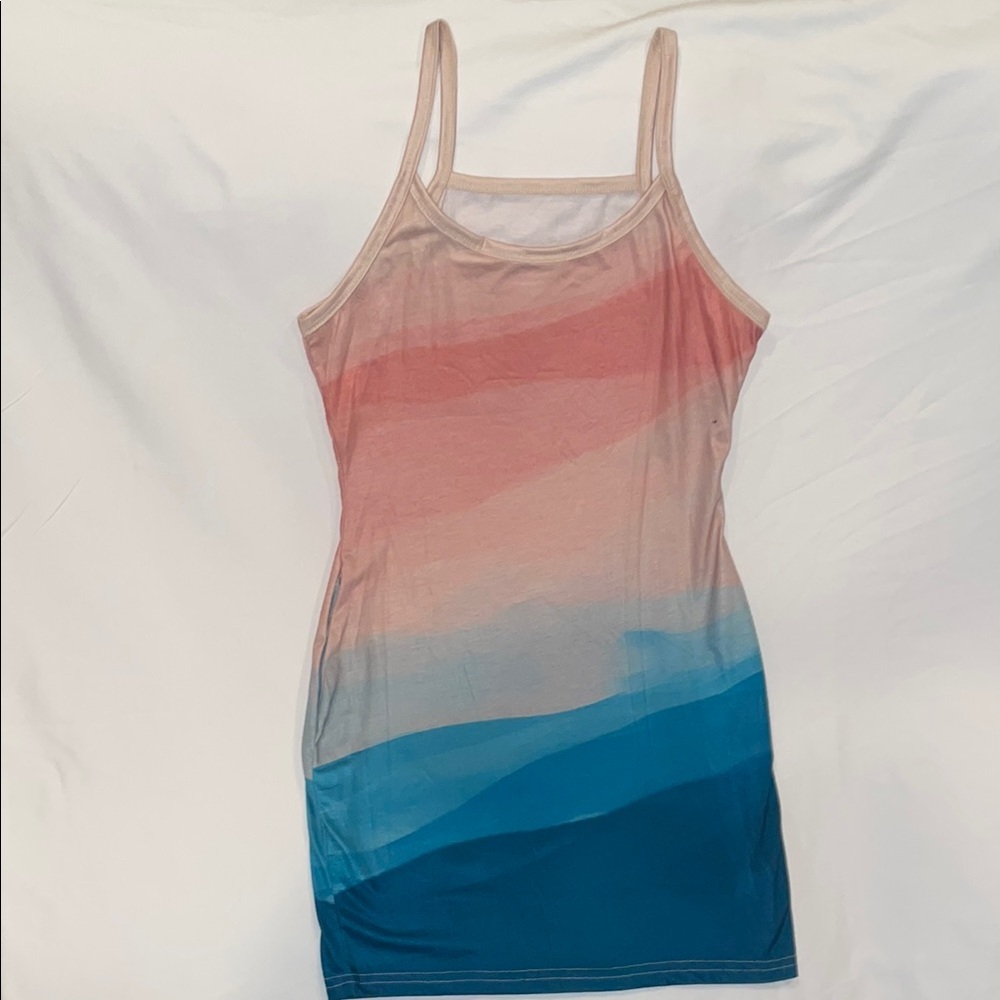 Pink and Blue Gradient Spaghetti Strap Slip Dress - Picture 2 of 11